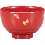 都汁椀 平筋 朱 市松蝶 370ml 日本製 電子レンジ・食洗機可 水切りつき 735268