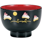 都汁椀 黒 親子うさぎ 400ml 日本製 電子レンジ・食洗機可 735923