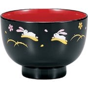 都汁椀 黒 うさぎ桜 400ml 日本製 電子レンジ・食洗機可 736197