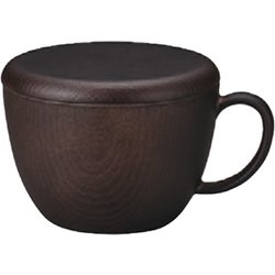 NH home 木目カップ蓋付 クリーンコート加工 ダークブラウン 450ml 日本製 電子レンジ・食洗機可 797167
