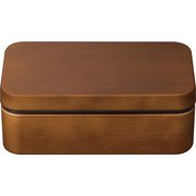 797181 [お米がくっつきにくい弁当箱 木目長角弁当 クリーンコート加工 ブラウン 仕切付 600ml 日本製 電子レンジ・食洗機可]