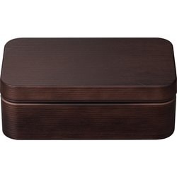 お米がくっつきにくい弁当箱 木目長角弁当 クリーンコート加工 ダークブラウン 仕切付 600ml 日本製 電子レンジ・食洗機可 797198