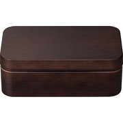 お米がくっつきにくい弁当箱 木目長角弁当 クリーンコート加工 ダークブラウン 仕切付 600ml 日本製 電子レンジ・食洗機可 797198
