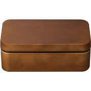 797730 [お米がくっつきにくい弁当箱 木目長角弁当 L クリーンコート加工 ブラウン 仕切付 800ml 日本製 電子レンジ・食洗機可]