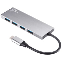 USB3.2/3.1 Gen2 ハブ ドック 10Gbps USB-CからUSB-A×4ポート 薄型 コンパクト ケーブル一体型 ケーブル長10cm シルバー USB-10TC13SV