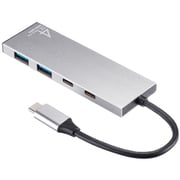 USB3.2/3.1 Gen2 ハブ ドック 10Gbps 4ポート(USB-CからUSB-C×2/USB-A×2) 薄型 コンパクト ケーブル一体型 ケーブル長10cm シルバー USB-10TC14SV