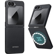 Samsung Galaxy Z Flip6用 アラミド浮織 MagEZ Case 5 黒/グレー ツイル柄 600D FBFLIP6