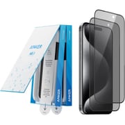 A720A515 [Anker Easy Fit 保護フィルムキット （のぞき見防止ガラス for iPhone 15） 2個セット Black]