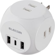 電源タップ USB付き タップ 直挿し AC×3/USB Type-C×1/USB-A×2 球体型 ほこり防止シャッター スイングプラグ ホワイト MOT-U14-33WH