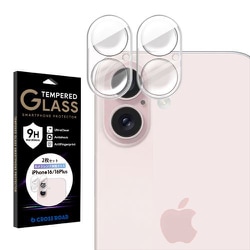 CRCG-IP16 [iPhone 16/16 Plus用 カメラカバー 2眼 レンズ 保護フィルム ガラスフィルム 日本製硝子 レンズカバー カメラフィルム クリア 透明 2枚組]