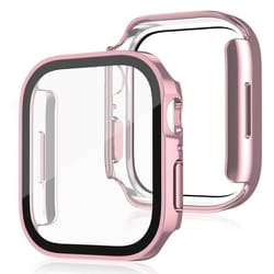 TCAWGC-SQ42RG [Apple Watch 42mm スクエアタイプ 耐衝撃ケース カバー ガラスフィルム 一体型 画面保護 ローズゴールド]