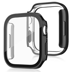 TCAWGC-SQ42MBK [Apple Watch 42mm スクエアタイプ 耐衝撃ケース カバー ガラスフィルム 一体型 画面保護 メッキブラック]