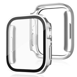 TCAWGC-SQ42MSV [Apple Watch 42mm スクエアタイプ 耐衝撃ケース カバー ガラスフィルム 一体型 画面保護 メッキシルバー]