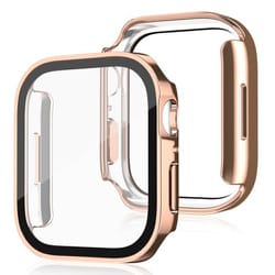TCAWGC-SQ42MGD [Apple Watch 42mm スクエアタイプ 耐衝撃ケース カバー ガラスフィルム 一体型 画面保護 メッキゴールド]