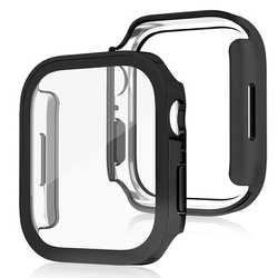 TCAWGC-SQ46BK [Apple Watch 46mm スクエアタイプ 耐衝撃ケース カバー ガラスフィルム 一体型 画面保護 マットブラック]
