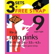 エレキギター弦 ニッケルスチール R9-31-F SUPER LIGHT 3SET PACK+STRAP 9-42