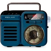 マルチレトロラジオクロック 手回し充電/ソーラー充電機能付き クラシックブルー RE-096-12