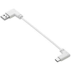 Type-C ケーブル< USB A to USB C > 短い 0.1m L字 フラット 【 タイプC ポート搭載 iPhone Android iPad Galaxy Xperia Pixel 等対応 】 モバイルバッテリー 向け 充電ケーブル ホワイト MPA-ACLL01WH