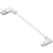 Type-C ケーブル< USB A to USB C > 短い 0.1m L字 フラット 【 タイプC ポート搭載 iPhone Android iPad Galaxy Xperia Pixel 等対応 】 モバイルバッテリー 向け 充電ケーブル ホワイト MPA-ACLL01WH