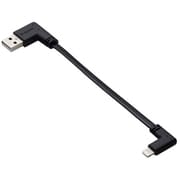iPhone 充電ケーブル< USB-A to ライトニングケーブル > 短い 0.1m L字 フラット MFi認証 【 Lightning ポート搭載 iPhone iPad iPod AirPods 対応 】 モバイルバッテリー 向け ブラック MPA-UALLL01BK
