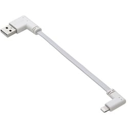 iPhone 充電ケーブル< USB-A to ライトニングケーブル > 短い 0.1m L字 フラット MFi認証 【 Lightning ポート搭載 iPhone iPad iPod AirPods 対応 】 モバイルバッテリー 向け ホワイト MPA-UALLL01WH