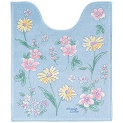 ブルーミングシーズン ロングトイレマット 約縦75cm×横63cm ブルー