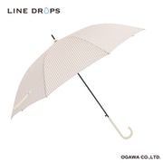 24LD-UST-60J-1/ピンクベージュ [長傘 婦人用 LINEDROPS 60cm ジャンプ式 大きい 丈夫 はっ水 ストライプ グログランテープ ピンクベージュ 57386]
