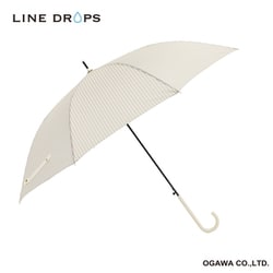 長傘 婦人用 LINEDROPS 60cm ジャンプ式 大きい 丈夫 はっ水 ストライプ グログランテープ ベージュ 57388 24LD-UST-60J-3/ベージュ