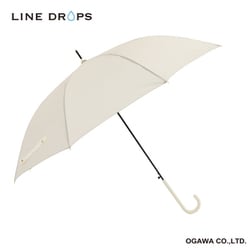 長傘 婦人用 LINEDROPS 60cm ジャンプ式 大きい 丈夫 はっ水 ドット グログランテープ ベージュ 57392 24LD-UDT-60J-1/ベージュ
