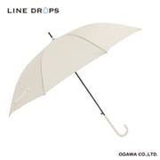 24LD-UDT-60J-1/ベージュ [長傘 婦人用 LINEDROPS 60cm ジャンプ式 大きい 丈夫 はっ水 ドット グログランテープ ベージュ 57392]