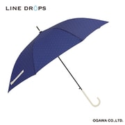 24LD-UDT-60J-2/ネイビー [長傘 婦人用 LINEDROPS 60cm ジャンプ式 大きい 丈夫 はっ水 ドット グログランテープ ネイビー 57393]