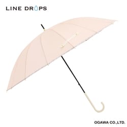 長傘 婦人用 LINEDROPS 60cm 手開き式 16本骨 大きい 丈夫 無地 はっ水 パイピング オレンジ 57398 24LD-U16K-1/オレンジ