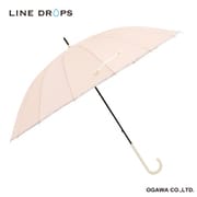 24LD-U16K-1/オレンジ [長傘 婦人用 LINEDROPS 60cm 手開き式 16本骨 大きい 丈夫 無地 はっ水 パイピング オレンジ 57398]