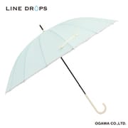 24LD-U16K-2/ミントグリーン [長傘 婦人用 LINEDROPS 60cm 手開き式 16本骨 大きい 丈夫 無地 はっ水 パイピング ミントグリーン 57399]