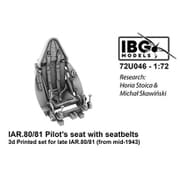 PBU7246 1/72 I.A.R. 80/81用シートベルト付き防弾座席 1943年型 3Dプリント IBG用（72U046） [プラモデル用パーツ]