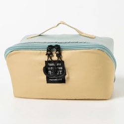 TWO-TONE トラベルコスメポーチ クリームイエロー/ミントグリーン 大容量 化粧品 ガジェット ツートーン バイカラー 配色 49003528