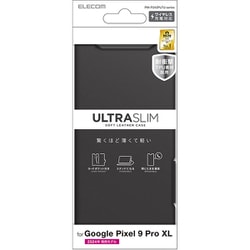 PM-P243PLFUBK [Google Pixel 9 Pro XL ケース レザー カバー 手帳型 マグネット フラップ 衝撃吸収 超軽量 薄型 ワイヤレス充電可 スタンド機能付 UltraSlim ブラック]