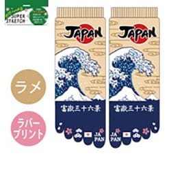のびのびストレッチ5本指ソックス 富嶽三十六景 神奈川沖浪裏 大寸 五本指 24～30cm MR054T120Z35