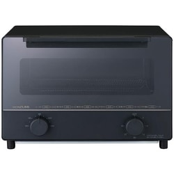 オーブントースター 2枚焼き対応 カーボンヒーター搭載（上部のみ） 温度調節機能付き サーモスタット付き ミラーガラス扉搭載 深型・浅型プレート付き ブラック KOS-1301/K