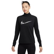 ウィメンズ スウッシュ Dri-FIT ハーフジップ ランニング ミッド レイヤー FV6388 010 ブラック/ホワイト Mサイズ [ランニングウェア シャツ レディース]