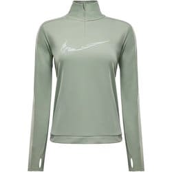 ウィメンズ スウッシュ Dri-FIT ハーフジップ ランニング ミッド レイヤー FV6388 370 グリーン Lサイズ [ランニングウェア シャツ レディース]