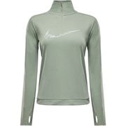 ウィメンズ スウッシュ Dri-FIT ハーフジップ ランニング ミッド レイヤー FV6388 370 グリーン Lサイズ [ランニングウェア シャツ レディース]