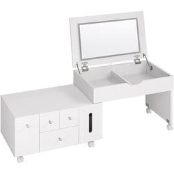 伸縮式コスメワゴン 幅67～122.5×奥行42.5×高さ46/85cm MUD-6629WH