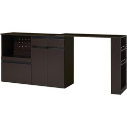 伸縮キッチンカウンター（収納庫タイプ） 幅133～207×奥行40×高さ84cm VKC-7156DBROS