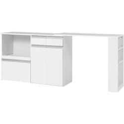 伸縮キッチンカウンター（収納庫タイプ） 幅133～207×奥行40×高さ84cm VKC-7156WHOS