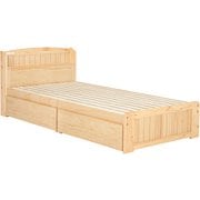 引出し付シングルベッド 幅101×奥行210×高さ78×床面高34cm MB-5039S-NA