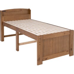 マットレス付シングルミドルベッド ベッド：幅102×奥行211×高さ99×床面高52/57/62cm/マットレス：幅97×奥行195×高さ16cm MB-5916S-LBR+KM-3101