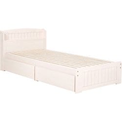マットレス付シングルベッド ベッド：幅101×奥行210×高さ78×座面高34cm/マットレス：幅91×奥行195×高さ4cm MB-5039S-WS+LM-1180