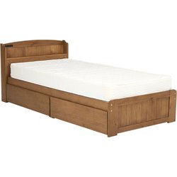 マットレス付シングルベッド ベッド：幅101×奥行210×高さ78×座面高34cm/マットレス：幅97×奥行195×高さ16cm MB-5039S-LBR+KM-3101