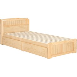 マットレス付シングルベッド ベッド：幅101×奥行210×高さ78×座面高34cm/マットレス：幅97×奥行195×高さ16cm MB-5039S-NA+KM-3101